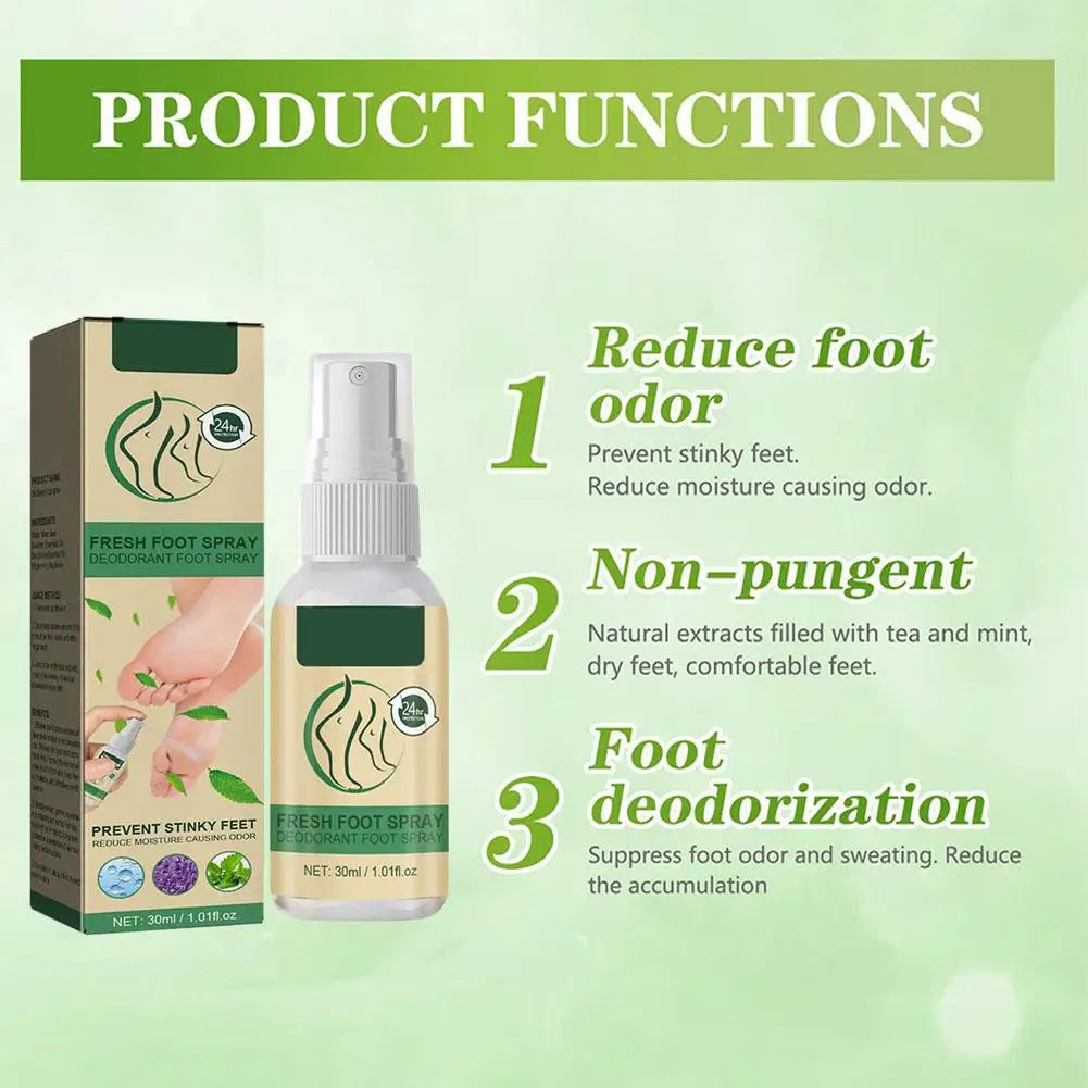 Fresh Foot Deodorant Spray Foot Spray Shoe Odor Remover For Sweaty Feet Natural Shoe Deodorizer And Foot Spray