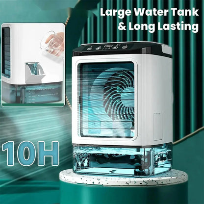 Air Conditioner Portable Fan Desktop Dual Spray Ultrasonic Atomization 3-Speed Mute Air Cooler Night Light Electric Fan for Home