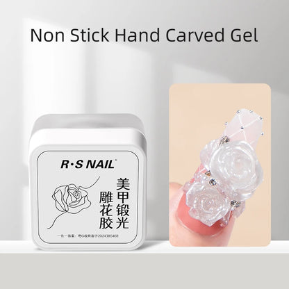 RSNAIL 5g Solid Carved Gel Nail Polish Non Stick Hand Molding Gel Soak Off UV/LED Nail Art Clear White 3D Scupting Extension Gel