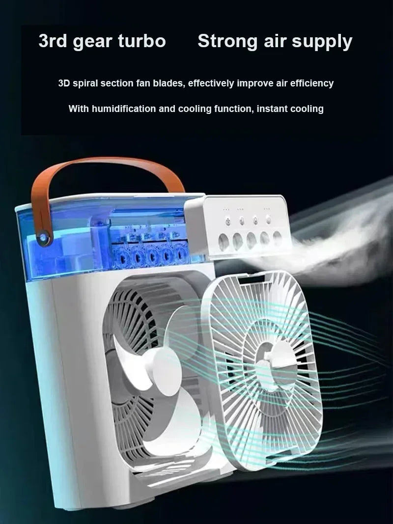 Portable 3 In 1 Fan AIr Conditioner Household Small Air Cooler LED Night Lights Air Adjustment Home Fans Dropshipping