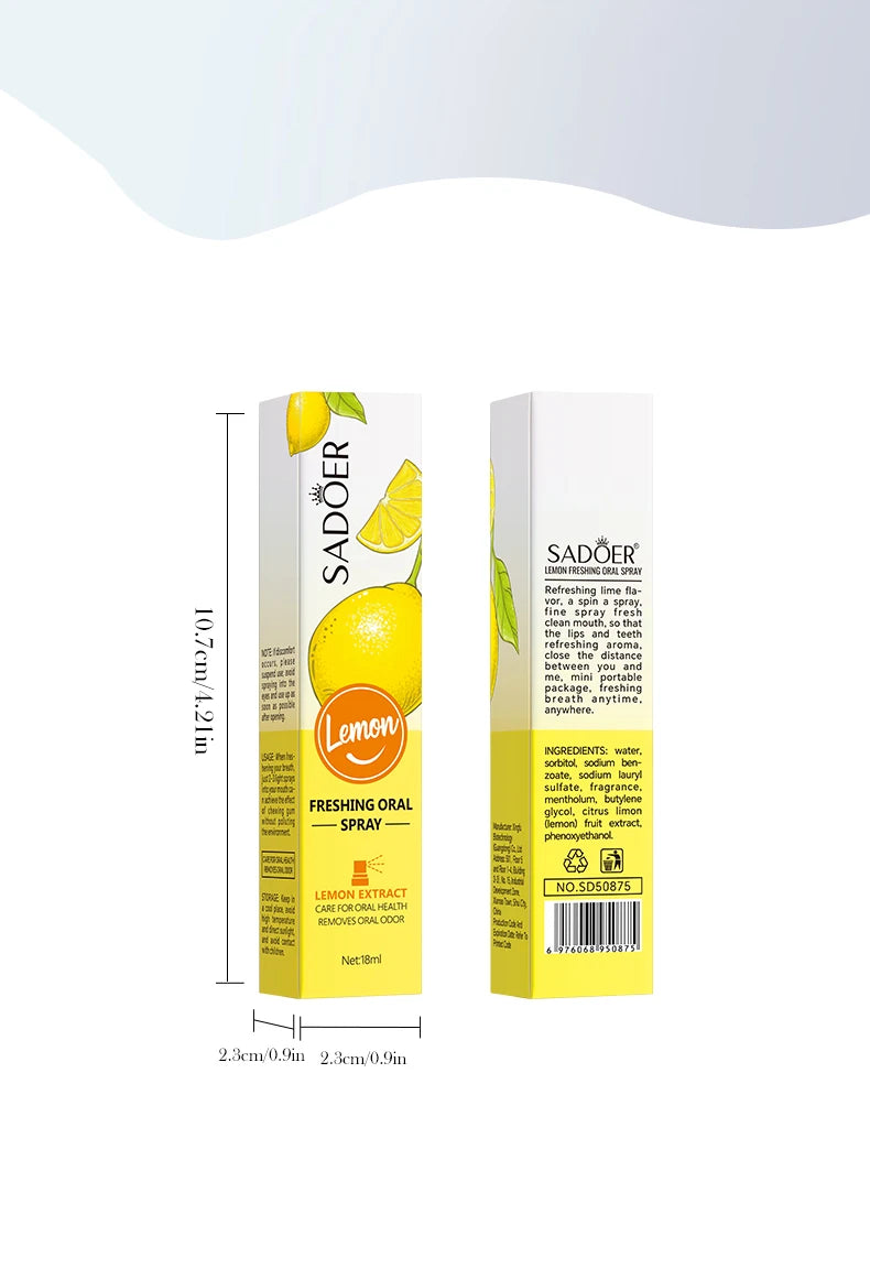 18ML Lemon Oral Fresh Mouth Spray Fresh Breath Eliminate Bad Breath Spray Deodorant Persistent Protable Fragrance No Alcohol