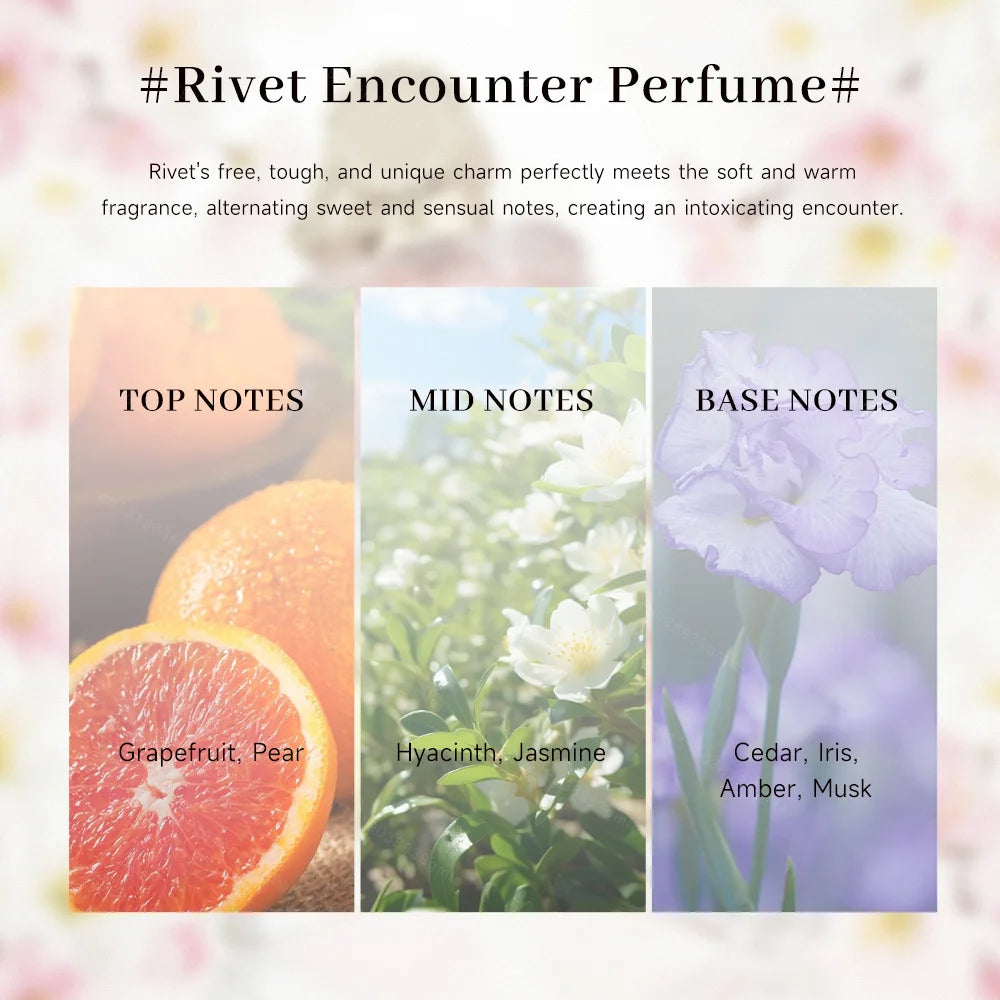 Women's Rivet Perfumes Elegant Lady Eau De Toilette Classic Floral Long-Lasting Fragrances Spray Pink Encounter Woman Perfume