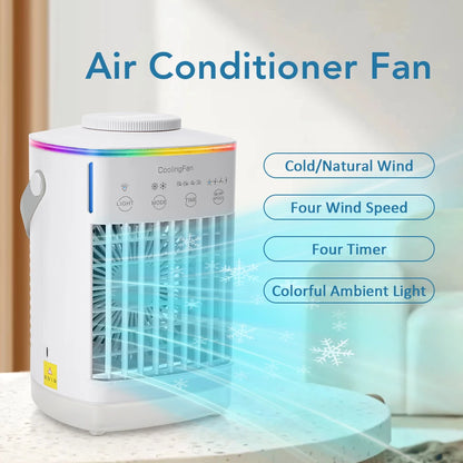 Small Space Air Conditioning for Home Rechargeable Portable Summer Desktop Air Cooler Spray Fan Moist Clean Air for Office Room