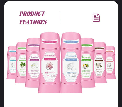 Women's Refreshing & Durable Solid Perfume, White Flowers and Rose Aroma,for All Day Underarm Sweat and Odor Protection 2.22OZ