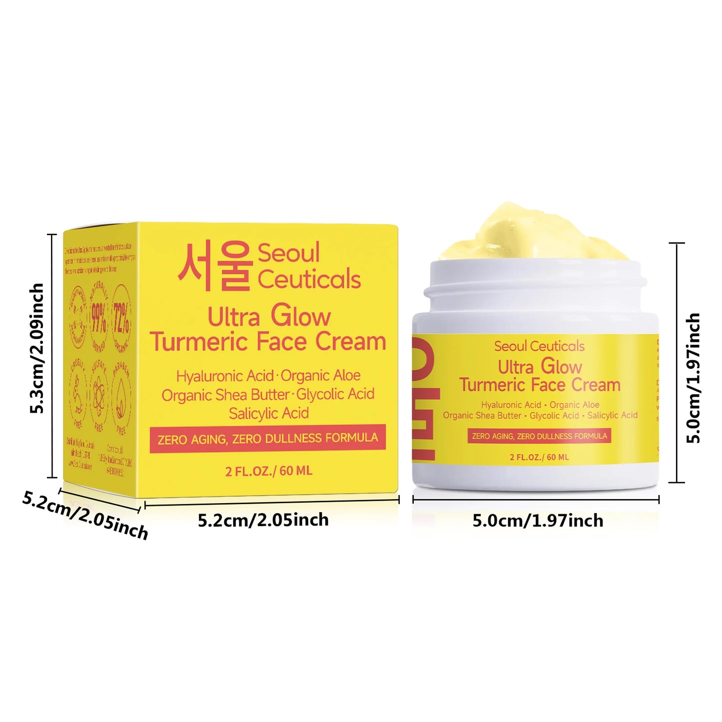 Turmeric Niacinamide Cream Moisturizing Hyaluronic Acid Cream Smooth Firm Makes Skin Look More Youthful Face Care Cosmetics 60g