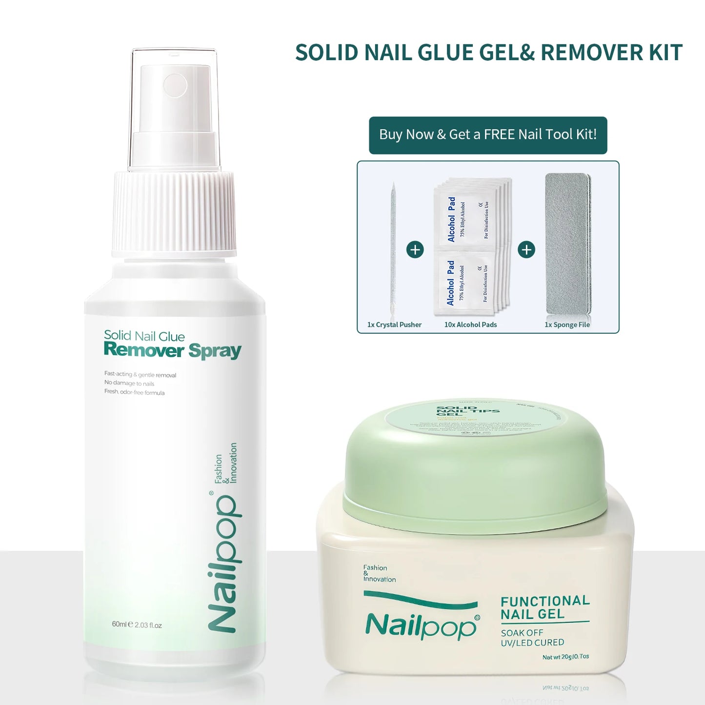 Nailpop 60ml Solid Nail Gel Remover Spray Easily Soften and Removes Press-On Nails Fresh Odorless Gel Fake Nail Tip Remover Tool