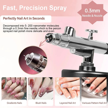 Airbrush Spray Gun for Painting Nails Modeling Crafts Cake Mini Spray Gun 0.3mm Nozzles Portable Airbrush Gun with Cleaning Kit