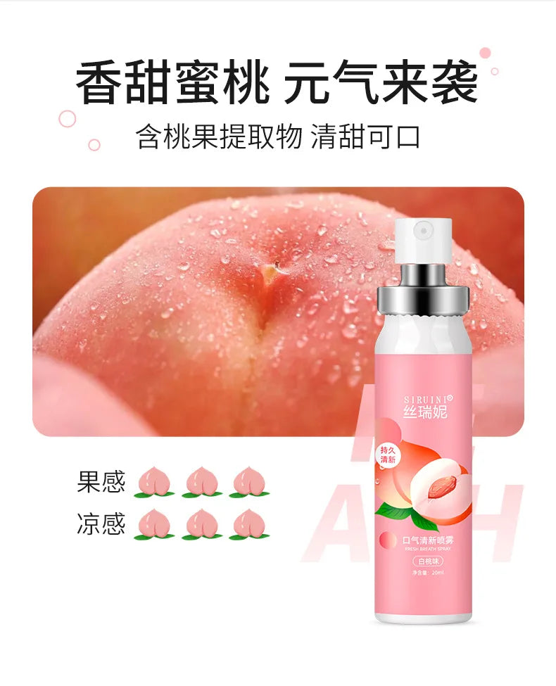 Oral Freshening Spray Natural Fruity Flavor Freshener Spray Oral Care Spray Portable Long-lasting Remove Oral Odor for Smoker