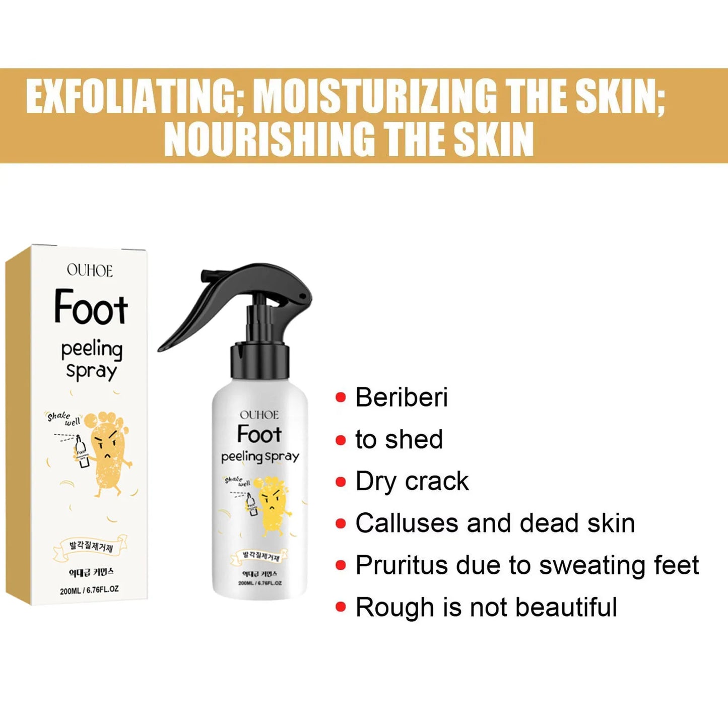 Foot Exfoliating Spray Repair Brightening Anti-Drying Crack Peeling Dead Skin Calluses Odor Removal Whitening Feet Care Liquid