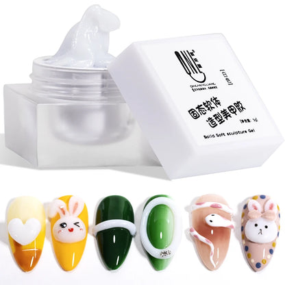 RSNAIL 5g Solid Carved Gel Nail Polish Non Stick Hand Molding Gel Soak Off UV/LED Nail Art Clear White 3D Scupting Extension Gel