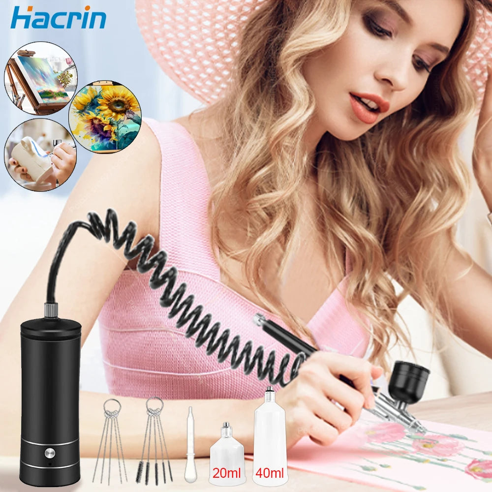 Airbrush Nail High Pressure Nail Art Printing Machine Portable Spray Gun For Nail Art Makeup Painting Cake Nail Spray Airbrush