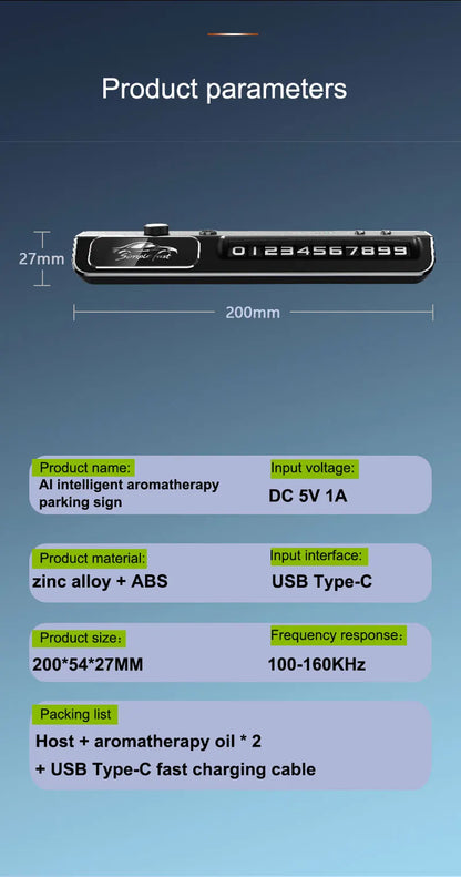 Car Air Freshener Multifunction RGB Music Pick-Up Car Perfume USB Rechargeable Automotive Smell Parking Phone License Plate Cool