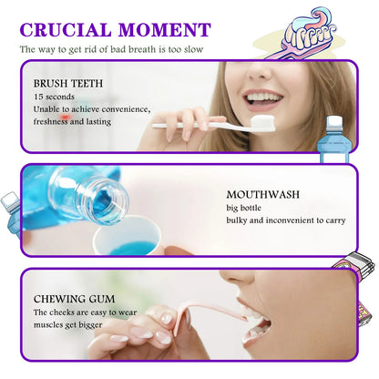 Mouth Freshener Spray Oral Spray Remove Bad Smoke Breath Long Lasting Sweet Fruity Grape Flavor Portable Kissing Cleaning Spray