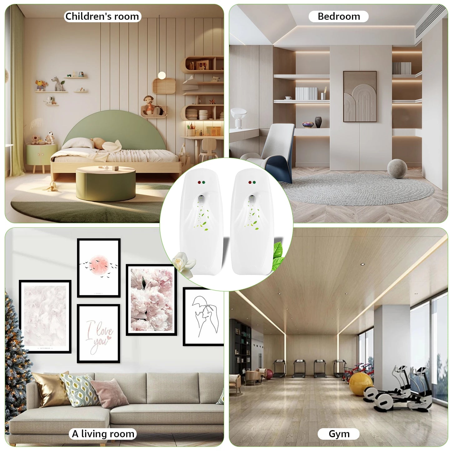 2Pcs Air Fresher Dispenser Wall-Mounted 300ML Liquid Automatic Perfume Spray WIth 3 Adjustable Mode for Home Fragrance Dispenser