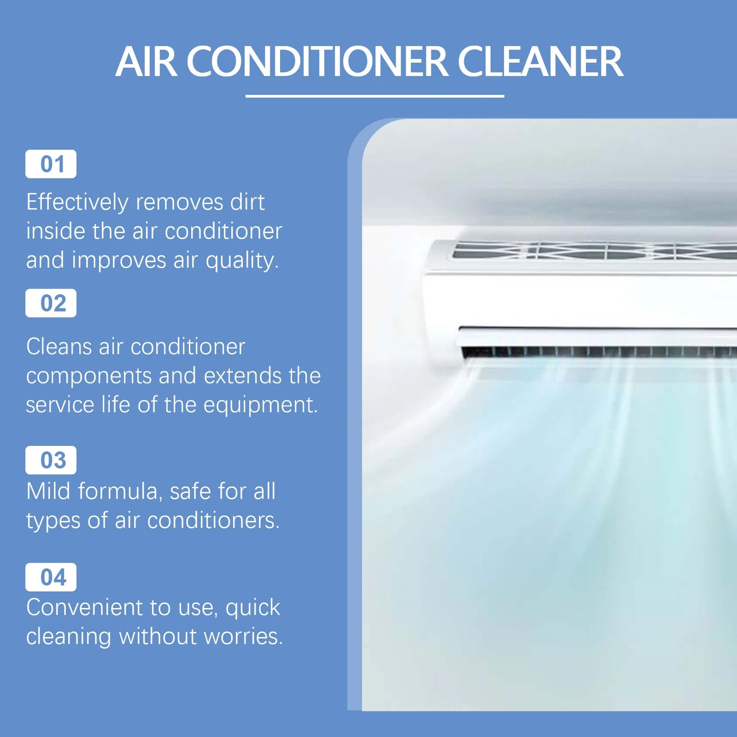 Air Conditioner Cleaner Spray Deeply Cleans Internal Dust Bacteria Removes Odors Washing Foaming Cleaner No Disassembly Washing