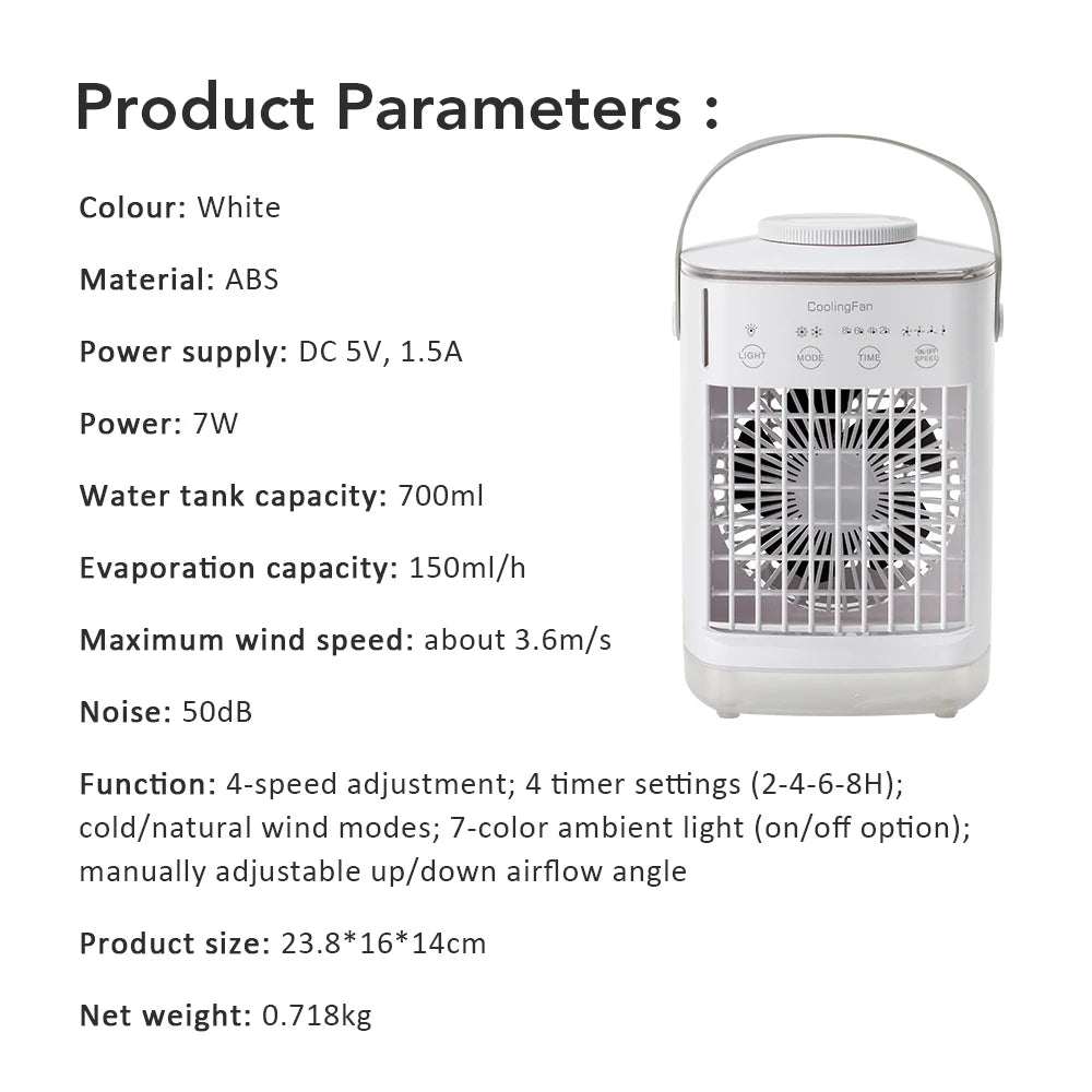 Small Space Air Conditioning for Home Rechargeable Portable Summer Desktop Air Cooler Spray Fan Moist Clean Air for Office Room