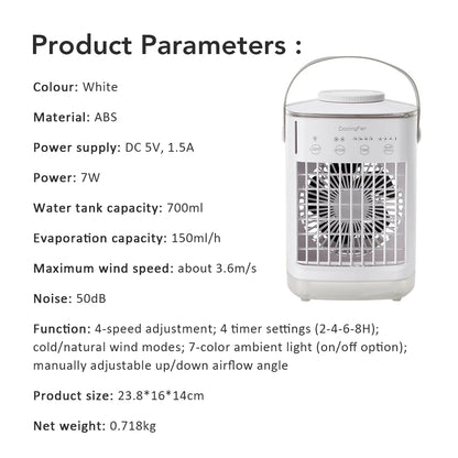 Small Space Air Conditioning for Home Rechargeable Portable Summer Desktop Air Cooler Spray Fan Moist Clean Air for Office Room