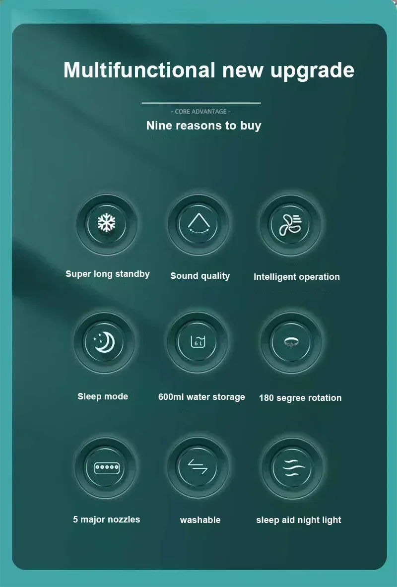 Home - Friendly Portable Fan Air Conditioner: 3 - in - 1 Design with Humidifier USB Electric LED Night Light