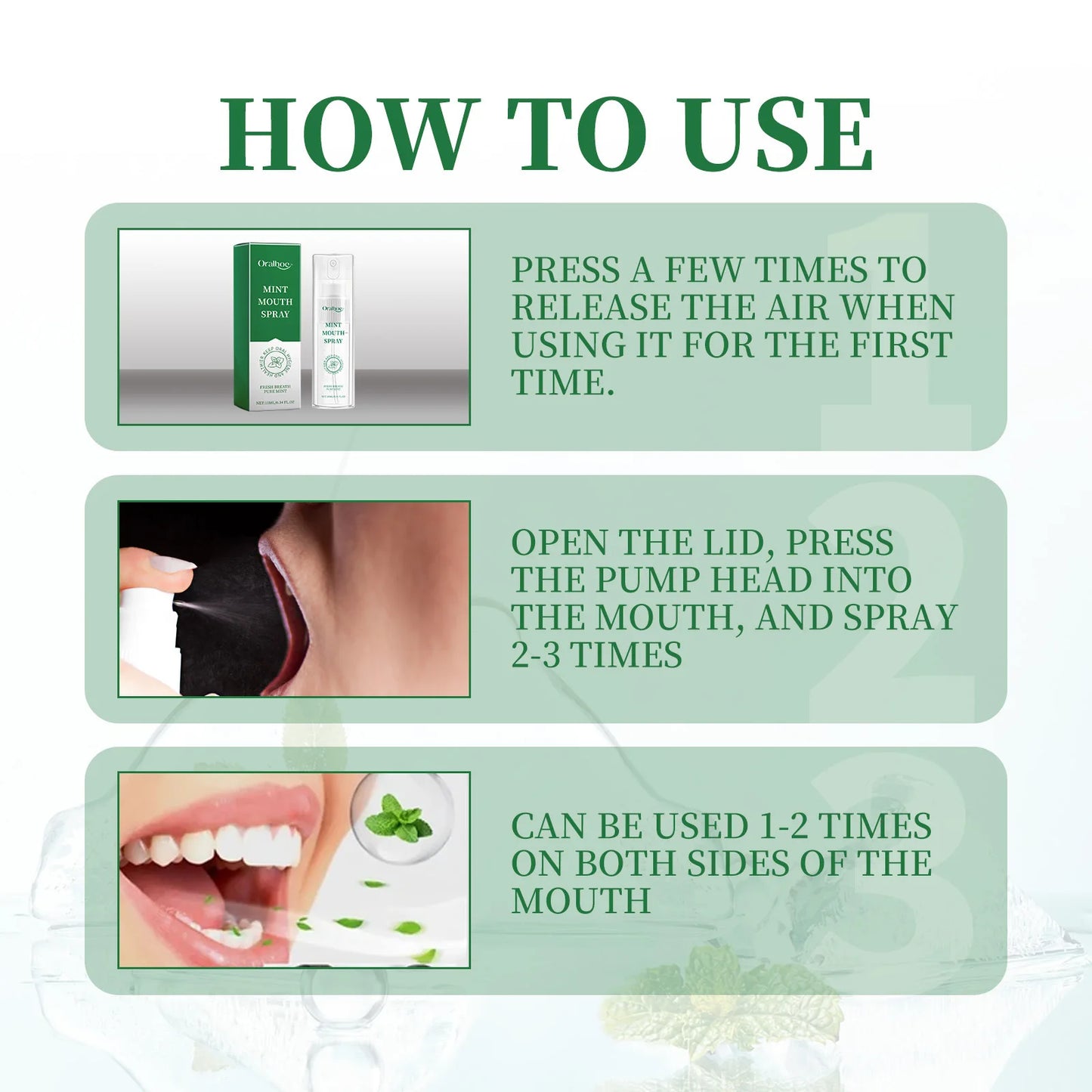 Refreshing Mint Breath Spray Long Lasting Freshens Breath Removing Halitosis Oral Problems Kissing Faint Scent Mouth Mist Spray