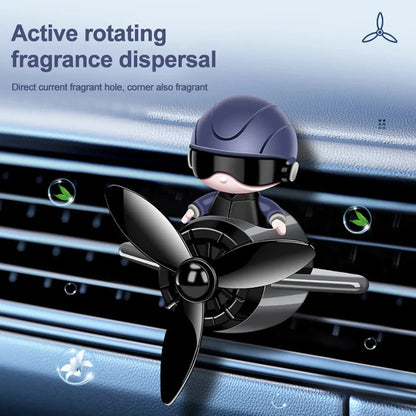 Car Air Freshener Aromatherapy Accessories Interior Perfume Diffuser Rotating Propeller Outlet Fragrance Cartoon Design Supplies