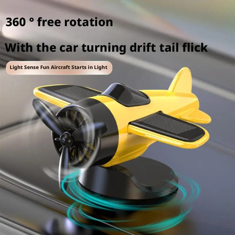 Car Air Freshener Creative Solar Powered Rotating Airplane Ornament Flavoring Fragrance Decoration Car Interior Accessories