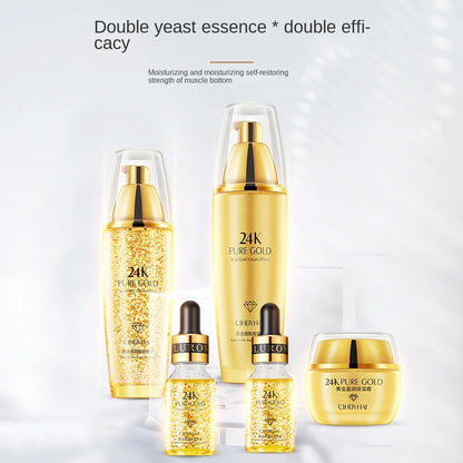 24K Gold Skin Care Sets Moisturizes Shrinks Pore Oil Control 24K Gold Toner Face Cream Emulsion Facial Essence Sets