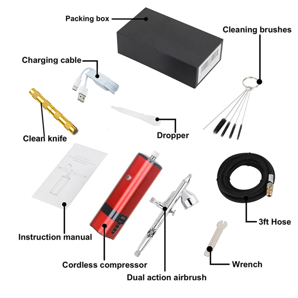 Travel Beauty Care Easy Use Salon Airbrush With Compressor Make Up Nail Art Design Spray Facial Kit For Women Gift