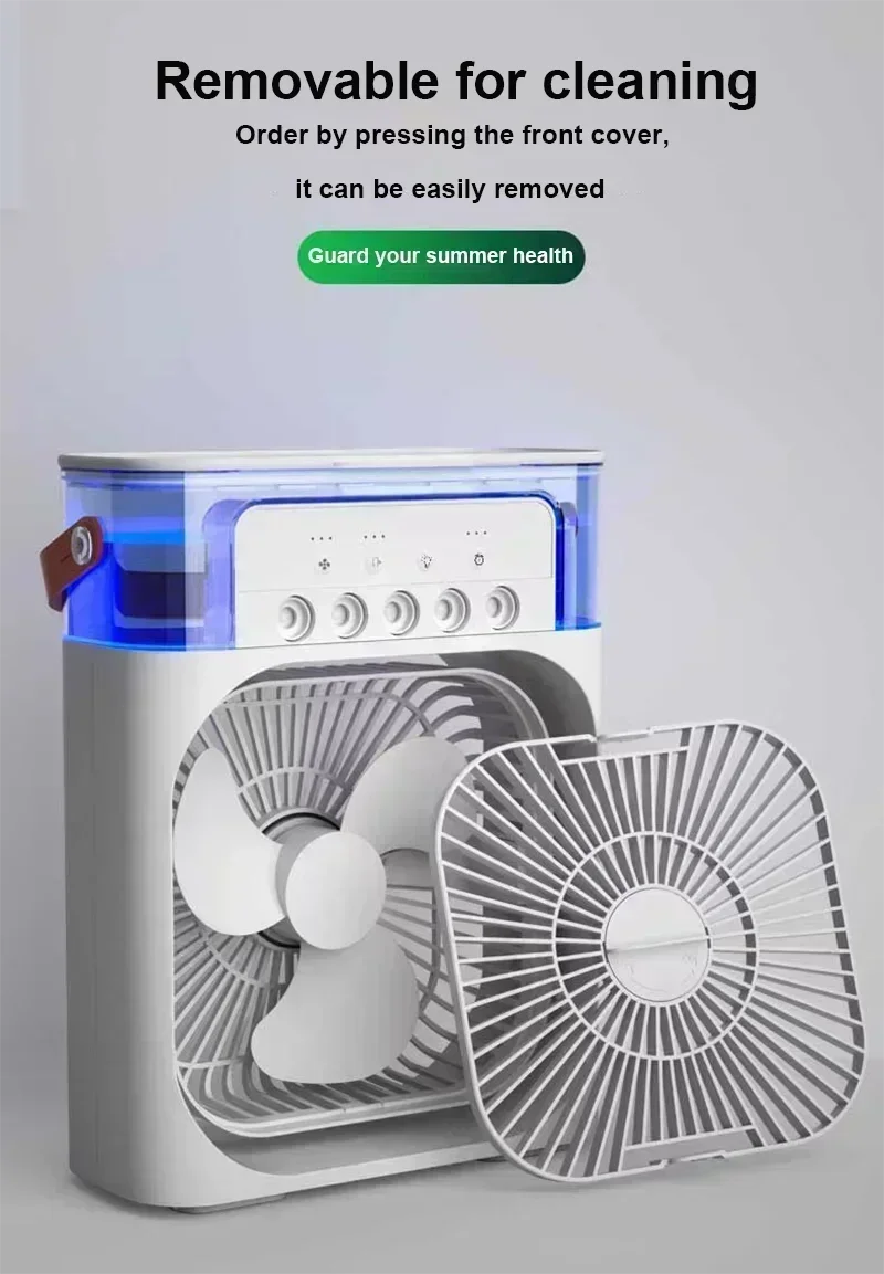 Home - Friendly Portable Fan Air Conditioner: 3 - in - 1 Design with Humidifier USB Electric LED Night Light