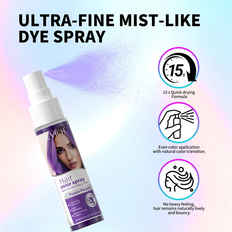 New Hair Color Spray Temporary Diy Hair Dye Spray Halloween Party Costume Instant Hair Styling Spray Disposable Hair Tools 30ml