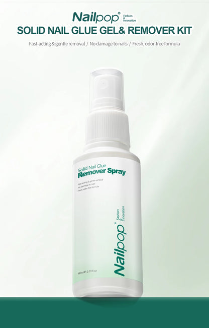 Nailpop 60ml Solid Nail Gel Remover Spray Easily Soften and Removes Press-On Nails Fresh Odorless Gel Fake Nail Tip Remover Tool