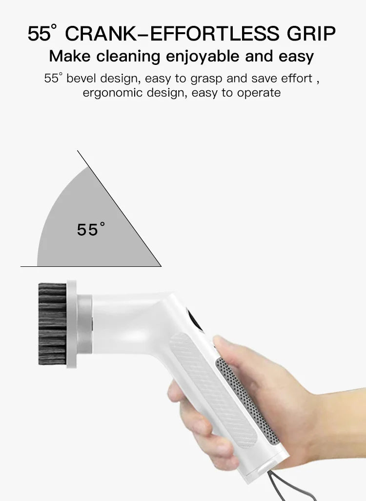 Kitchen Cleaning Tool USB 5 in 1 Cleaner Bathroom Bathtub Clean Brush Spin Scrubber Electric Cleaning Brush to Dishwashing Sink