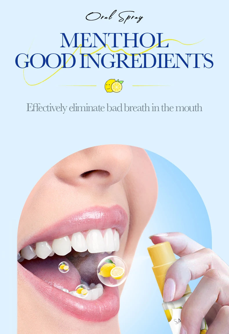 18ML Lemon Oral Fresh Mouth Spray Fresh Breath Eliminate Bad Breath Spray Deodorant Persistent Protable Fragrance No Alcohol