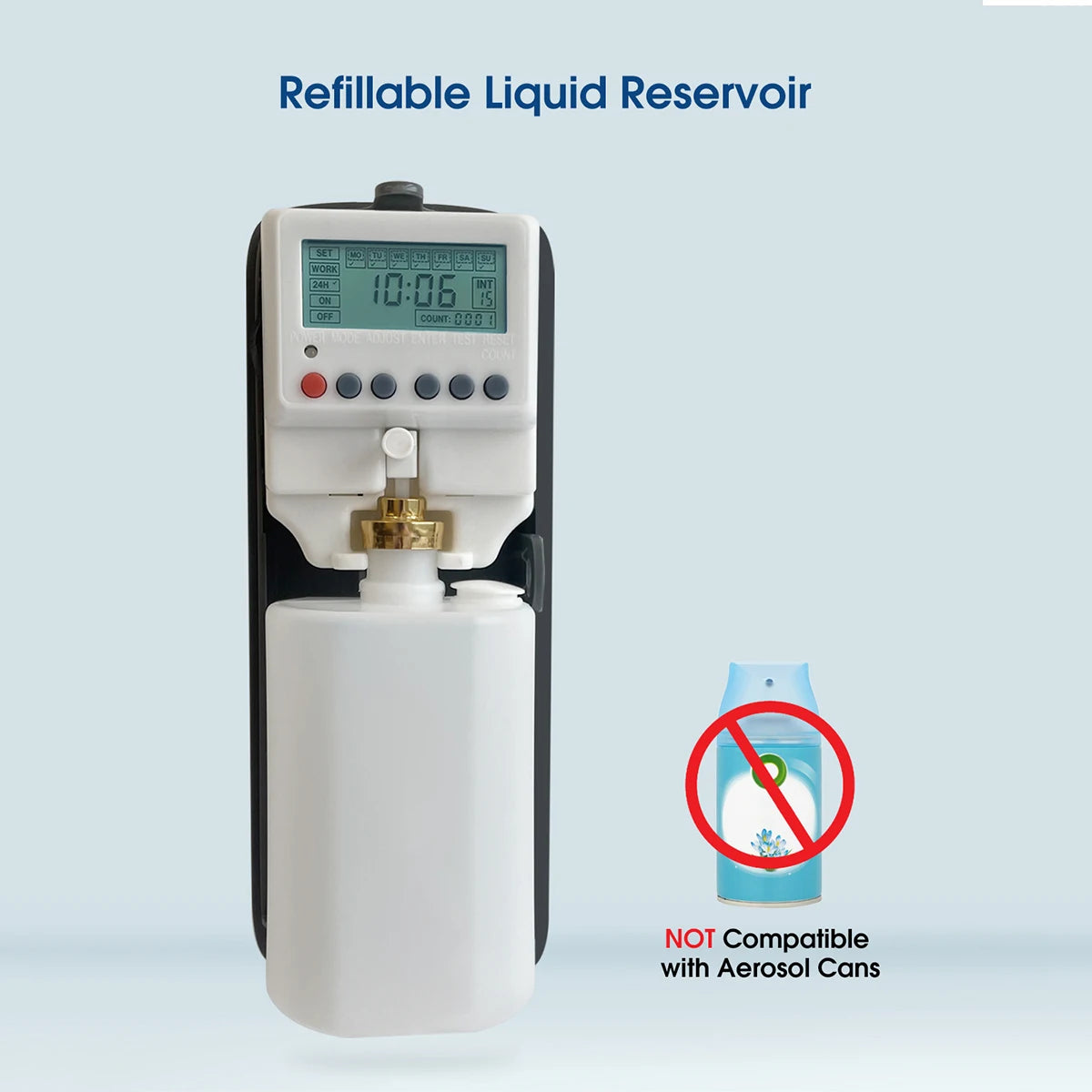 Automatic Fragrance Perfume Spray Distributor 300ML Liquid Air Freshener Dispenser LCD Programmable Toilet Room Odor Eliminator