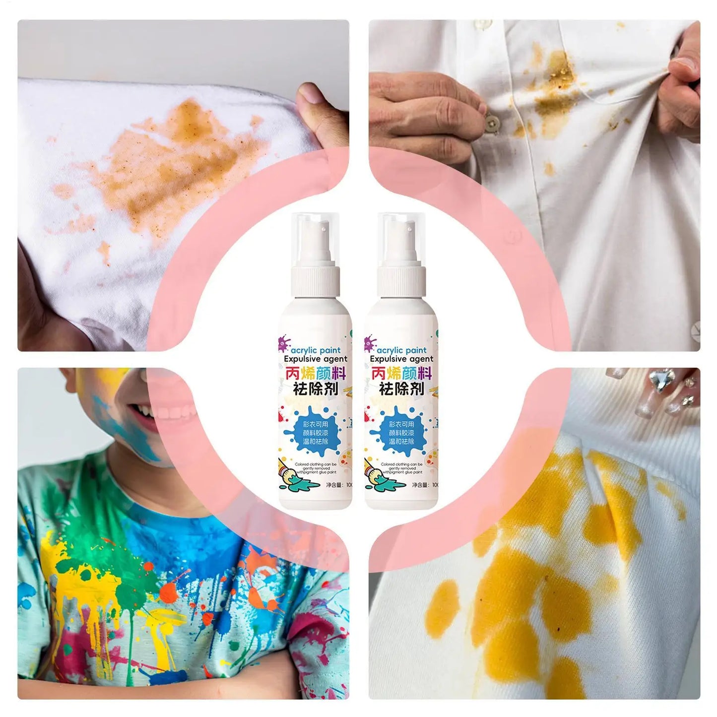 2pcs Stain Eater Spray Clothes Dirt Removal Spray Powerful Stain Cleaner for Clothes Leather Furniture Kitchen Bathroom Car