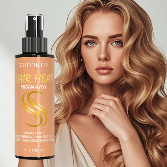 Hair heat care spray, anti-frizz, long-lasting styling, adds volume, nourishes hair, fresh shine, silky hair styling spray.