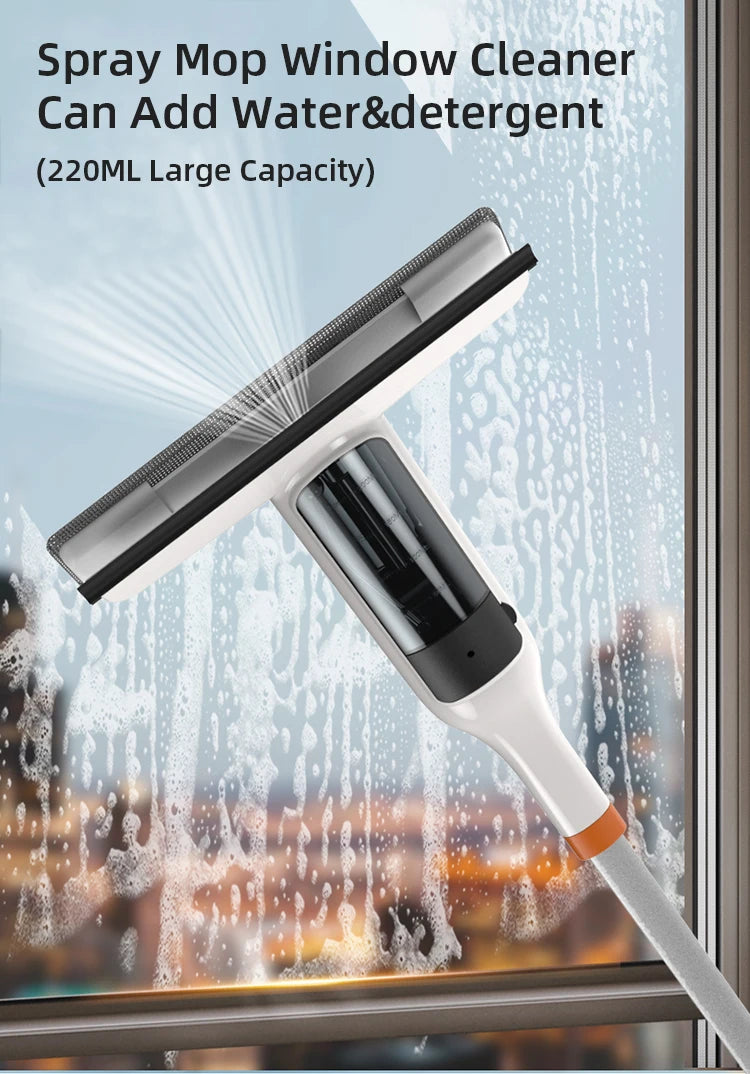 Household Multifunctional Window Cleaner Glass Spray Mop Glass Wiper With Silicone Scraper Floor Cleaning Mop Window Washer