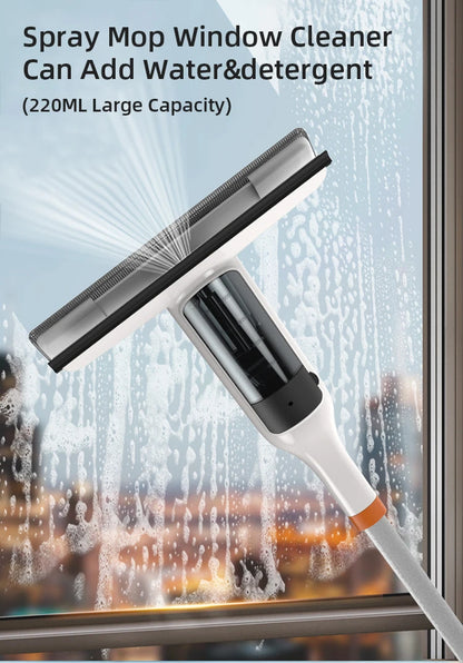 Household Multifunctional Window Cleaner Glass Spray Mop Glass Wiper With Silicone Scraper Floor Cleaning Mop Window Washer