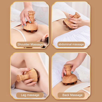 Therapy Massage Tools | Wooden Mushroom Massager | Lymphatic Drainage Massager Wood | Maderoterapia kit |Meridian Pressure Brush