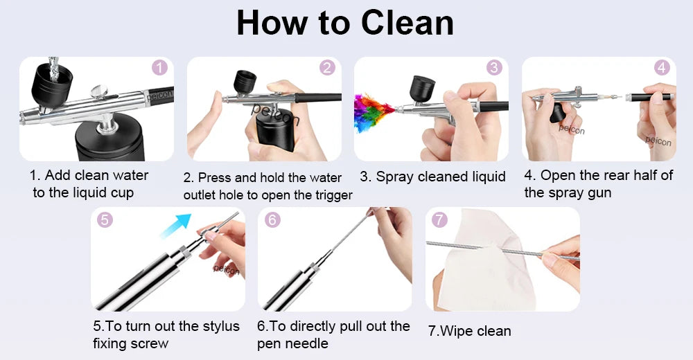 Airbrush Spray Gun for Painting Nails Modeling Crafts Cake Mini Spray Gun 0.3mm Nozzles Portable Airbrush Gun with Cleaning Kit