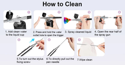 Airbrush Spray Gun for Painting Nails Modeling Crafts Cake Mini Spray Gun 0.3mm Nozzles Portable Airbrush Gun with Cleaning Kit