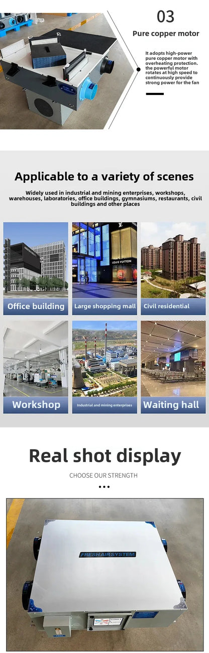 Fresh Air Ventilator, Fresh Air System Commercial Household Silent Two-way Flow Whole House Indoor Ducted Air Supply And Exh