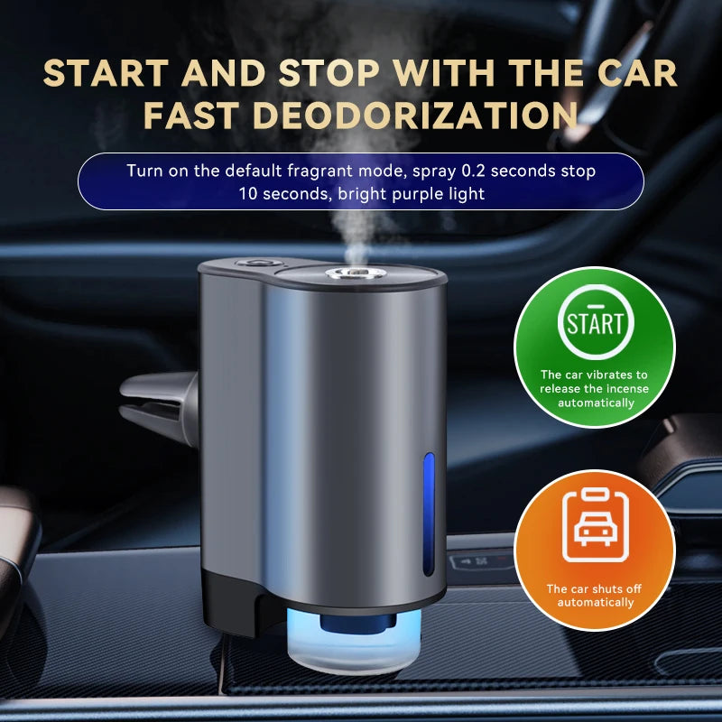 CAR Humidifier Essential Oil Diffuser Smart Car Air Aromatherapy Diffuser, Fragrance Car Air fresheners with Three Adjustable
