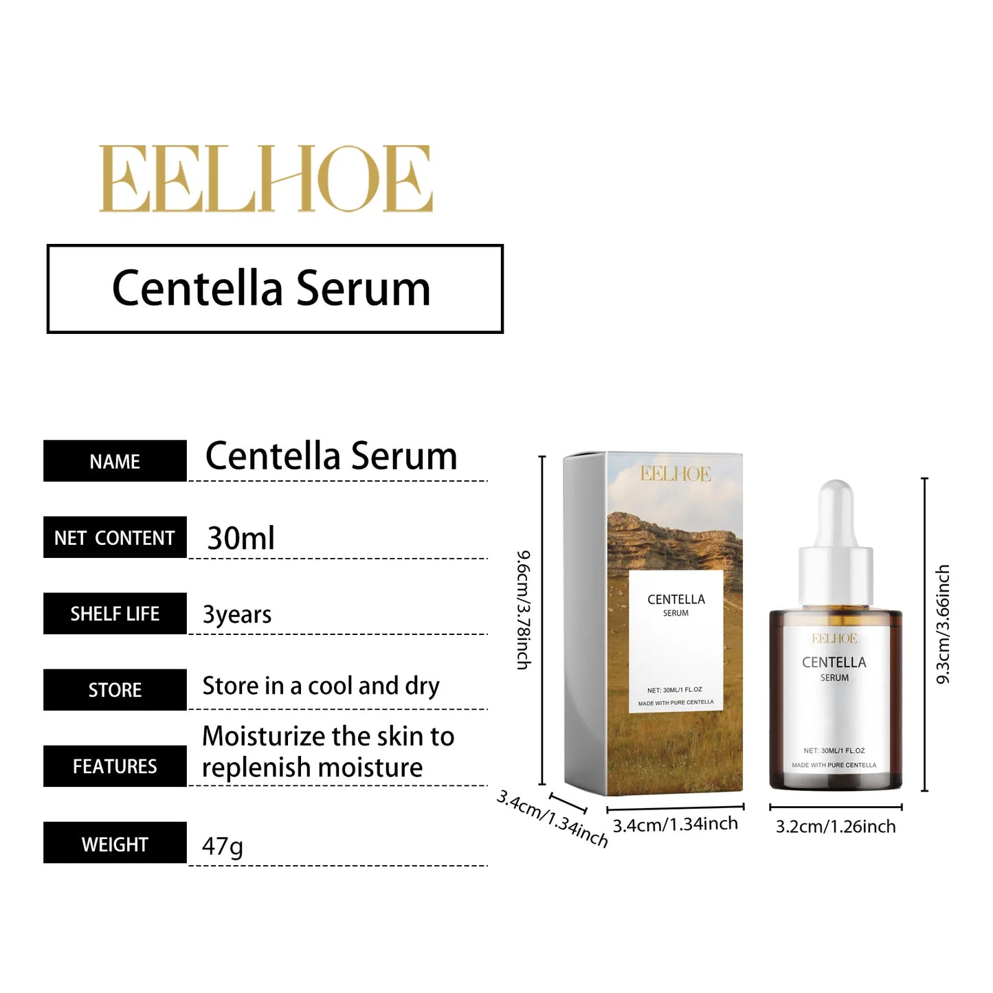 Centella Serum Nourish Improvement Dry Skin Smoothing Rejuvenation Brighten Moisturizing Hyaluronic Acid Face Essence Skin Care