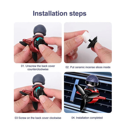 Car Air Freshener Aromatherapy Accessories Interior Perfume Diffuser Rotating Propeller Outlet Fragrance Cartoon Design Supplies