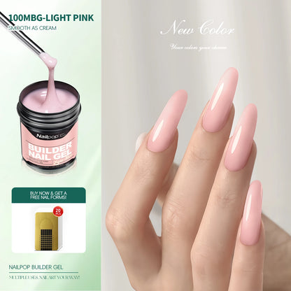 Nailpop Professional Builder Gel UV Hard Gel for Nail Strengthen Quick Building Long Lasting Soak Off Extension Gel 30/100g
