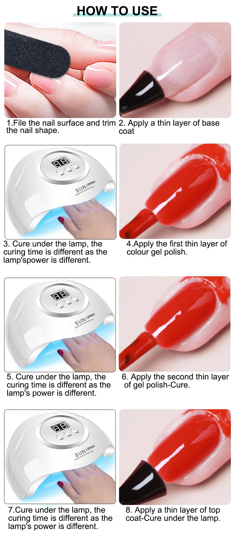 Nail Art Kit With 4 Pcs/Set  Base Coat And Top Coat LED Light Curing Quick-drying Transparent Glossy Mirror Lasting Nail Art Gel