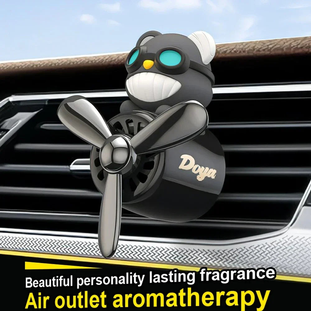 New Car Air Freshener Cute Cartoon Pilot Car Interior Perfume Diffuser Outlet Rotating Propeller Outlet Fragrance Car Perfume