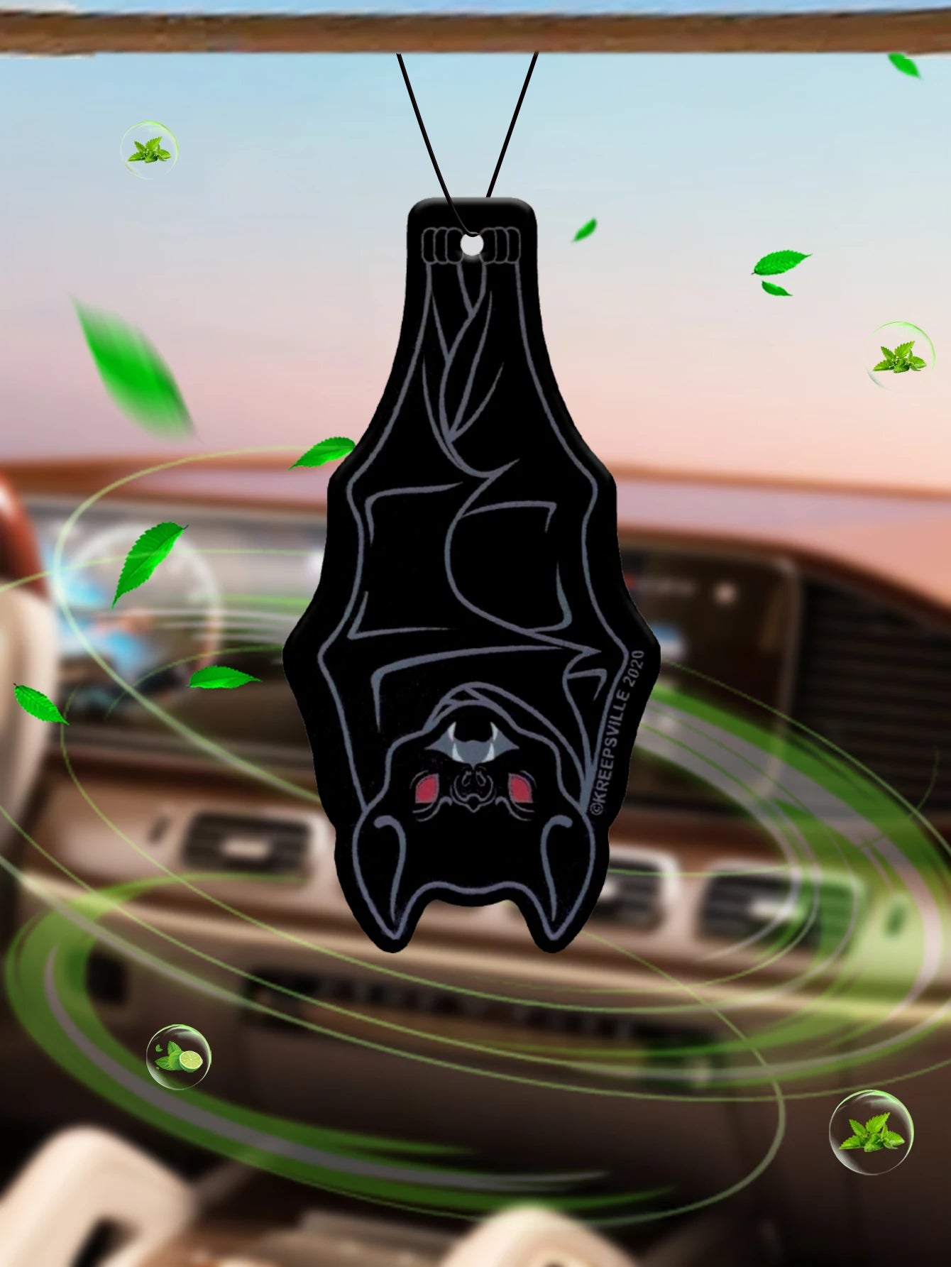Hanging Bat “Sustainable Fresh” Long-Lasting Car Air Freshener - Aromatherapy Scented Paper Pendant for Rearview Mirror and Ventilation, Car Deodorization, Long-Lasting Fragrance, Stress Relief Accessories, Gifts for Clas