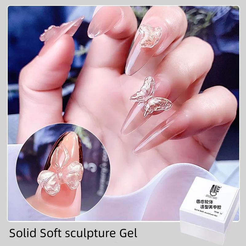 RSNAIL 5g Solid Carved Gel Nail Polish Non Stick Hand Molding Gel Soak Off UV/LED Nail Art Clear White 3D Scupting Extension Gel