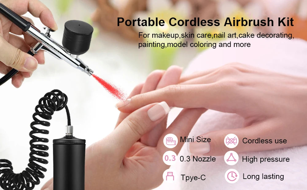 Airbrush Nail High Pressure Nail Art Printing Machine Portable Spray Gun For Nail Art Makeup Painting Cake Nail Spray Airbrush